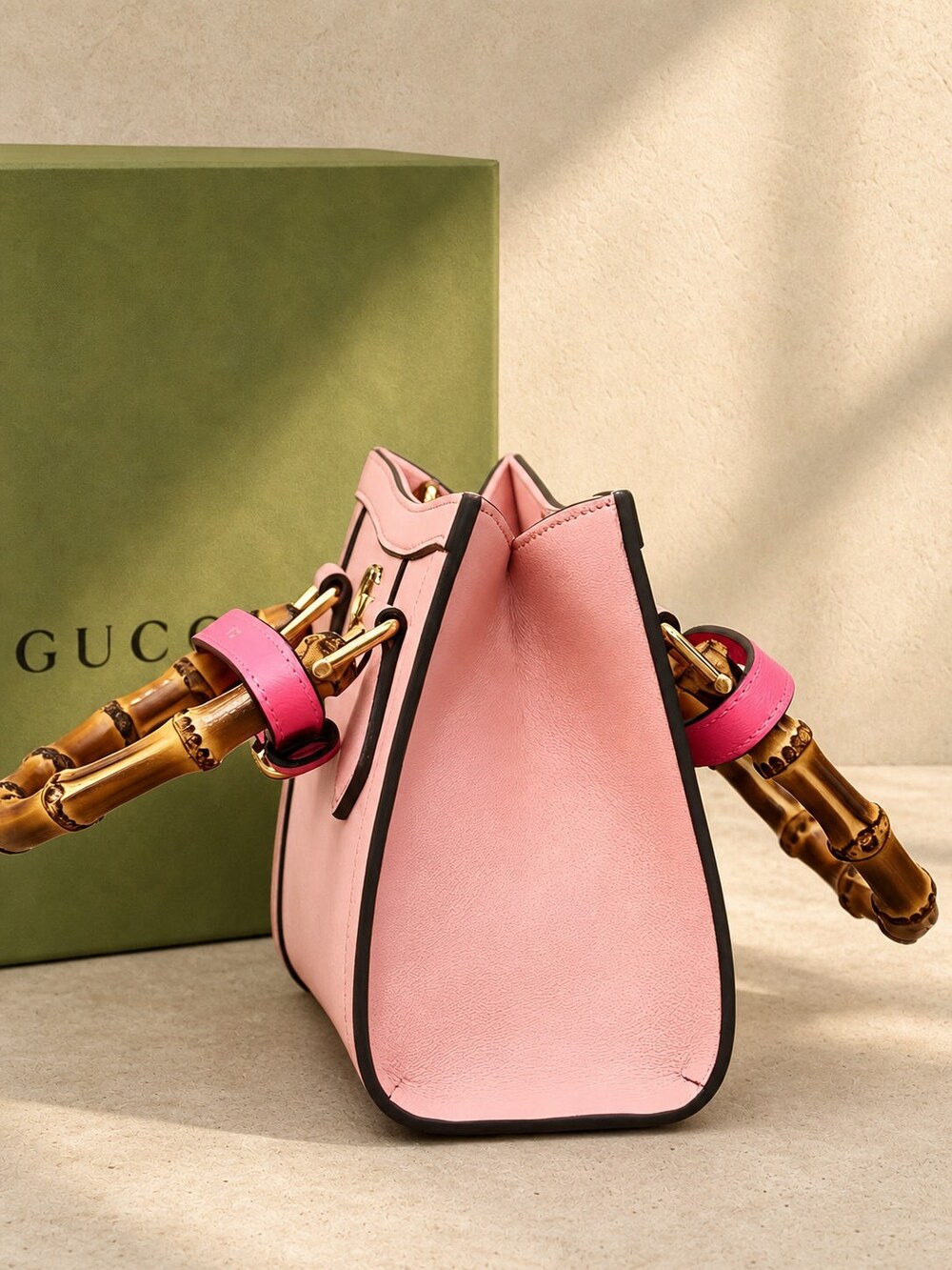 Gucci Mini Diana Pink Calfskin Handbag with Bamboo Handles - Picture 3 of 5